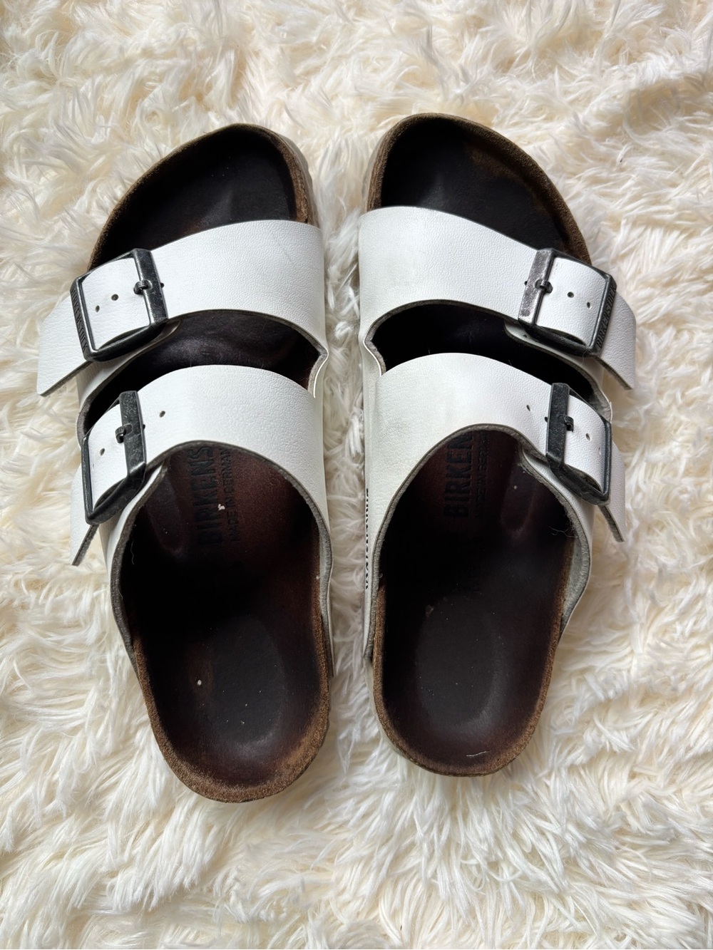 Birkenstock Arizona White Leather Double Strap Sandals Women’s 38/7-7.5